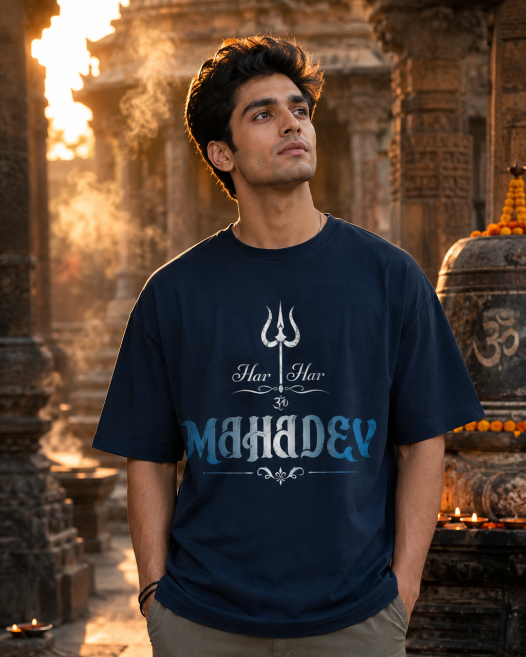 "Har Har Mahadev" Trishul Oversized T-Shirt