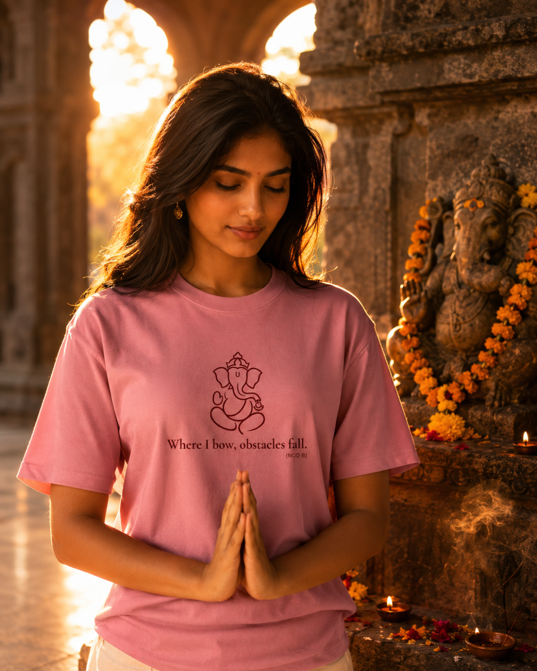 "Where I Bow, Obstacles Fall." Lord Gaṇapati Unisex T-Shirt