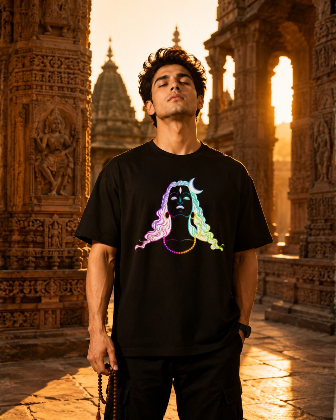 "Śiva — Adi-yogi" Neon Art Unisex T-Shirt