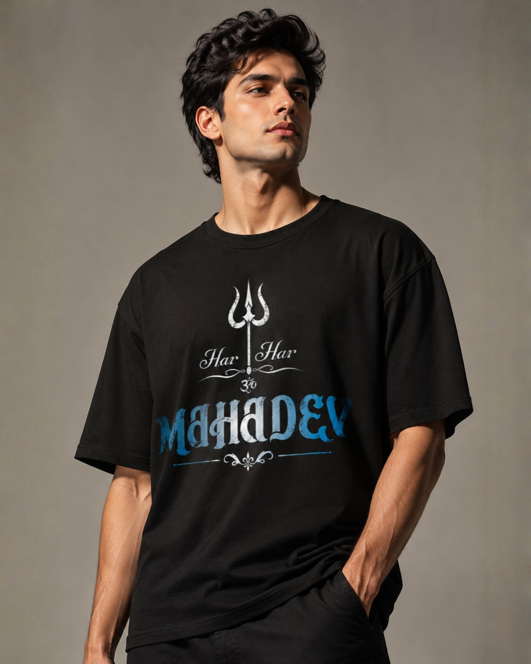 "Har Har Mahadev" Trishul Oversized T-Shirt