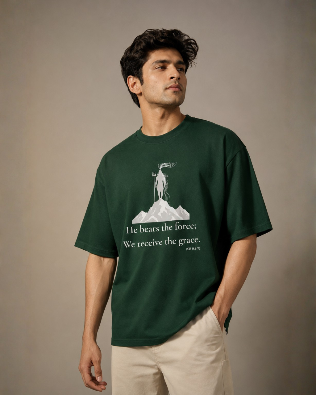 "He Bears the Force" Lord Śiva Gangadhara Oversized T-Shirt.