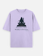 Dressed in Ashes Shiva meditation print lavender oversized t-shirt front