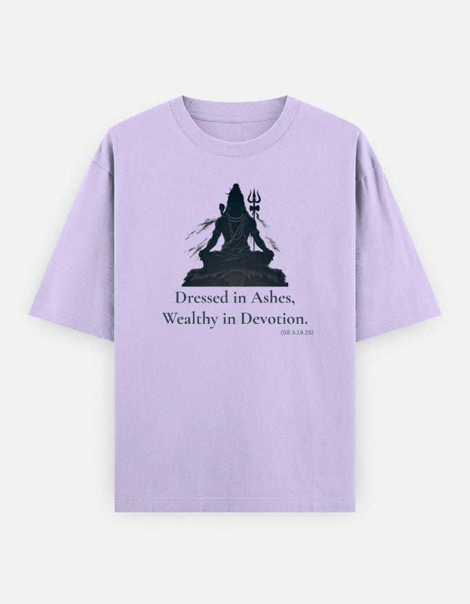 Dressed in Ashes Shiva meditation print lavender oversized t-shirt front