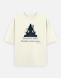 Dressed in Ashes Shiva meditation print off white oversized t-shirt front