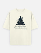 Dressed in Ashes Shiva meditation print off white oversized t-shirt front