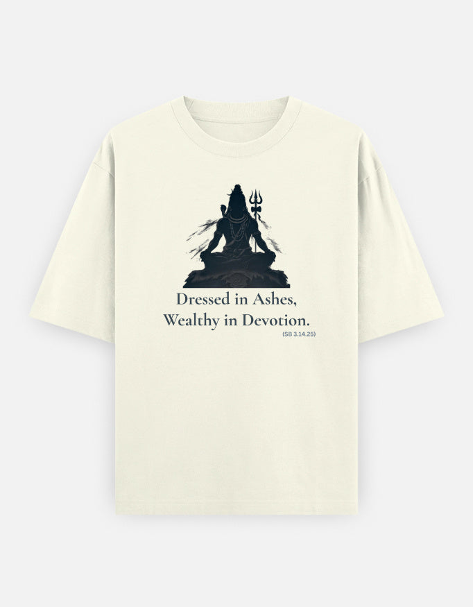 Dressed in Ashes Shiva meditation print off white oversized t-shirt front