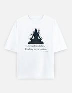 Dressed in Ashes Shiva meditation print white oversized t-shirt front
