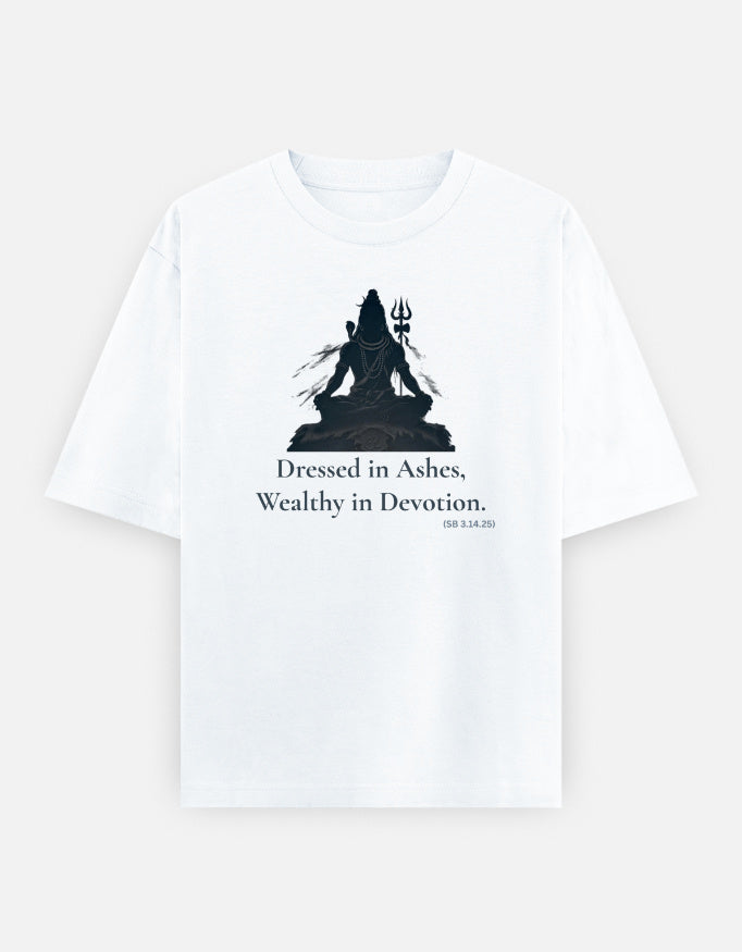 Dressed in Ashes Shiva meditation print white oversized t-shirt front