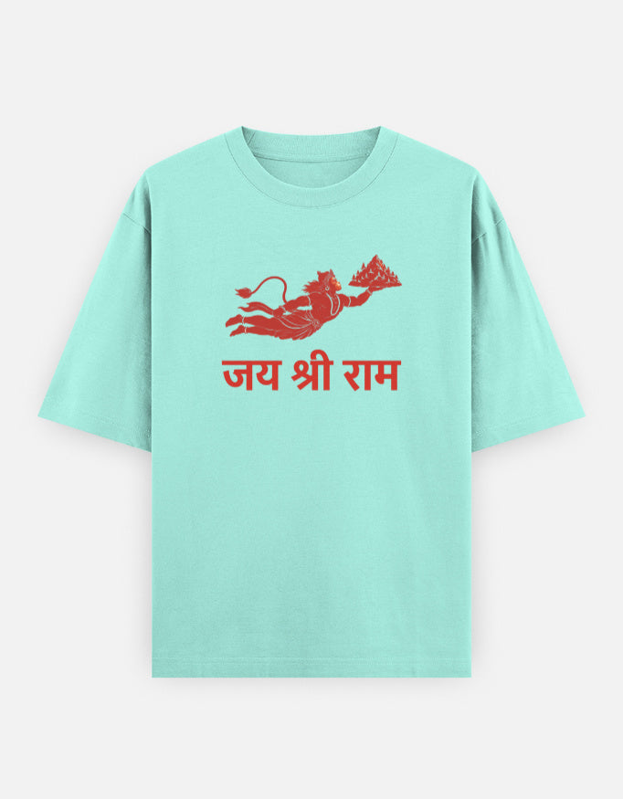 Jai Shri Ram Hanuman print mint oversized t-shirt front