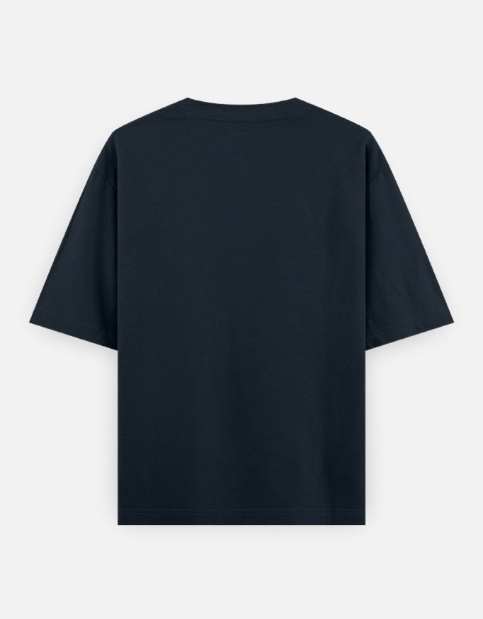 Narasimha and Prahlada navy blue oversized t-shirt back
