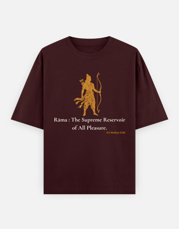 Rama Supreme Reservoir of All Pleasure print maroon oversized t-shirt front