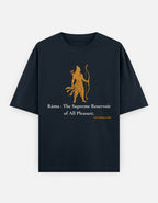 Rama Supreme Reservoir of All Pleasure print navy blue oversized t-shirt front