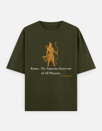 Rama Supreme Reservoir of All Pleasure print olive green oversized t-shirt front