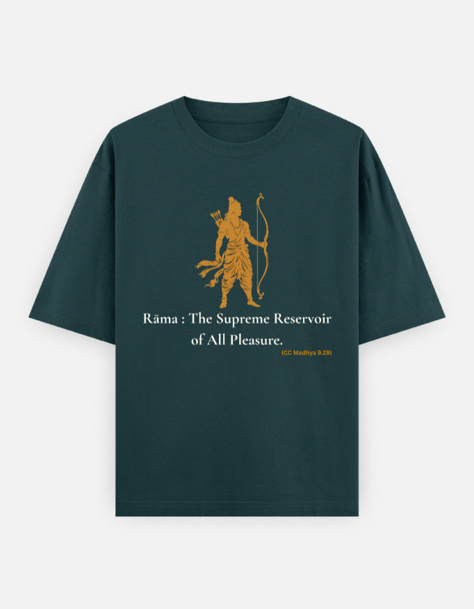 Rama Supreme Reservoir of All Pleasure print petrol blue oversized t-shirt front
