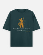 Rama Supreme Reservoir of All Pleasure print petrol blue oversized t-shirt front