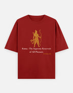 Rama Supreme Reservoir of All Pleasure print red oversized t-shirt front