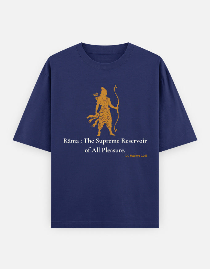 Rama Supreme Reservoir of All Pleasure print royal blue oversized t-shirt front