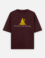 Shelter of the Shelterless Shiva print maroon oversized t-shirt front