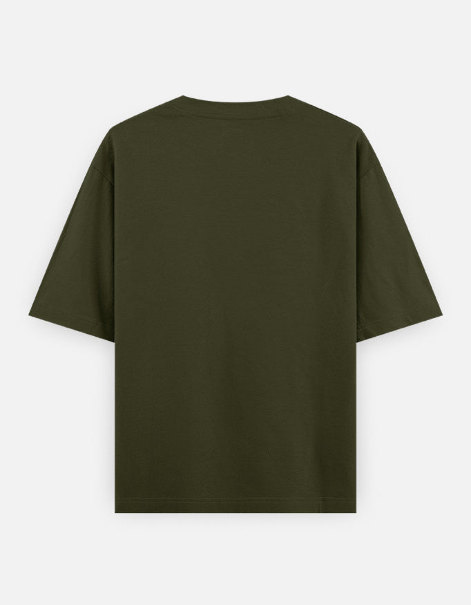 Shelter of the Shelterless Shiva olive green oversized t-shirt back
